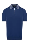 Svevo Men's blue cotton polo - collar with weave pattern. Composition:100% cotton. Closure: zipper. Country of manufacture: Italy. Care: specialized cleaning - photo 1