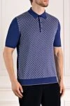 Svevo Men's blue cotton polo - weaving pattern. Composition:100% cotton. Closure: zipper. Country of manufacture: Italy. Care: specialized cleaning - photo 3