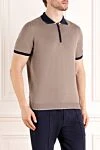 Svevo Men's beige cotton polo - contrast collar. 100% cotton. Closure: zipper. Country of manufacture: Italy. Care: specialized cleaning - photo 3