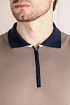 Svevo Men's beige cotton polo - contrast collar. 100% cotton. Closure: zipper. Country of manufacture: Italy. Care: specialized cleaning - photo 5