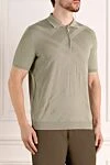 Svevo Men's green cotton polo - relief abstract pattern. Composition:100% cotton. Closure: zipper. Country of manufacture: Italy. Care: specialized cleaning - photo 3