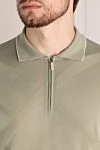 Svevo Men's green cotton polo - relief abstract pattern. Composition:100% cotton. Closure: zipper. Country of manufacture: Italy. Care: specialized cleaning - photo 5