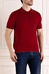 Svevo Men's red cotton polo - squares pattern. 100% cotton. Closure: zipper. Country of manufacture: Italy. Care: specialized cleaning - photo 3