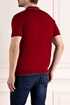 Men's red cotton polo Svevo - squares pattern. 100% cotton. Closure: zipper. Country of manufacture: Italy. Care: specialized cleaning - photo 4