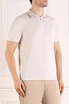 Svevo Men's white cotton polo - graphic pattern on the collar. 100% cotton. Closure: zipper. Country of manufacture: Italy. Care: specialized cleaning - photo 3