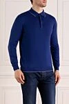 Svevo Long sleeve men's blue cotton polo - collar edging. 100% cotton. Closure: buttons. Country of manufacture: Italy. Care: specialized cleaning - photo 3