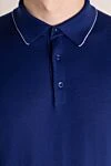 Svevo Long sleeve men's blue cotton polo - collar edging. 100% cotton. Closure: buttons. Country of manufacture: Italy. Care: specialized cleaning - photo 5