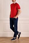 Men's red cotton polo Svevo - contrast collar with piping. Composition:100% cotton. Closure: buttons. Country of manufacture: Italy. Care: specialized cleaning - photo 2