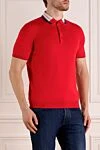 Svevo Men's red cotton polo - contrast collar with piping. Composition:100% cotton. Closure: buttons. Country of manufacture: Italy. Care: specialized cleaning - photo 3