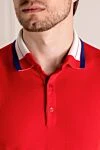 Svevo Men's red cotton polo - contrast collar with piping. Composition:100% cotton. Closure: buttons. Country of manufacture: Italy. Care: specialized cleaning - photo 5