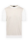 Svevo Men's beige cotton jumper with short sleeves - geometric pattern. 100% cotton. Country of manufacture: Italy. Care: specialized cleaning - photo 1