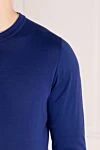 Svevo Long sleeve men's blue cotton jumper - 100% cotton. Country of manufacture: Italy. Care: specialized cleaning - photo 5