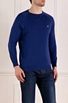 Svevo Long sleeve men's blue cotton jumper - brand logo. 100% cotton. Country of manufacture: Italy. Care: specialized cleaning - photo 3