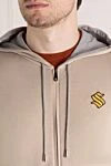 Svevo Beige cotton men's walking suit - brand logo. hood. 100% cotton. zipper, drawstring. Country of manufacture: Italy. Care: specialized cleaning - photo 5