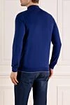 Men's blue cotton cardigan Svevo - contrast collar trim. 100% cotton. Closure: zipper. Country of manufacture: Italy. Care: specialized cleaning - photo 4