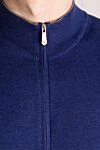 Svevo Men's blue wool and silk zipper cardigan - 70% wool, 30% silk. Closure: zipper. Country of manufacture: Italy. Care: specialized cleaning - photo 5