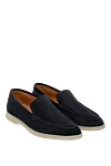 Cesare di Napoli Men's blue loafers made of suede - contrast sole. 100% suede. Country of manufacture: Italy. Care: specialized cleaning - photo 3