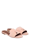 Loro Piana Women's pink slippers made of genuine leather - decorative pendant. 100% genuine leather. Country of manufacture: Italy. Care: specialized cleaning - photo 3