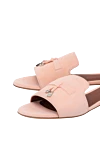 Loro Piana Women's pink slippers made of genuine leather - decorative pendant. 100% genuine leather. Country of manufacture: Italy. Care: specialized cleaning - photo 5