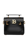 Balmain Women's black bag made of genuine leather - gold fittings, brand logo. 100% calfskin. Size: 23 x 20 x 11 cm. Shoulder strap: 110 cm. back patch pocket, internal zip pocket, internal leather card pocket. Closure: Flap with quarter turn B-Twist clasp. . Country of origin: France. Care: specialized cleaning - photo 1