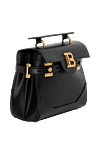 Balmain Women's black bag made of genuine leather - gold fittings, brand logo. 100% calfskin. Size: 23 x 20 x 11 cm. Shoulder strap: 110 cm. back patch pocket, internal zip pocket, internal leather card pocket. Closure: Flap with quarter turn B-Twist clasp. . Country of origin: France. Care: specialized cleaning - photo 3