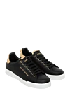 Dolce & Gabbana Women's black sneakers made of genuine leather - brand logo, contrast sole. 100% genuine leather. Closure: laces. Country of manufacture: Italy. Care: specialized cleaning - photo 3