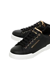 Dolce & Gabbana Women's black sneakers made of genuine leather - brand logo, contrast sole. 100% genuine leather. Closure: laces. Country of manufacture: Italy. Care: specialized cleaning - photo 5