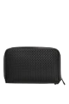 Men's black clutch made of genuine leather Serapian - embossed. 100% genuine leather. Closure: zipper. one outer pocket, flat inner. Handles: Detachable wrist grip. Country of manufacture: Italy. Care: specialized cleaning - photo 4