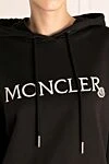 Moncler Худи женское черное из хлопка - логотип бренда. капюшон. кулиска. 100% хлопок. Страна производитель: Италия. Уход: специализированная чистка - фото 5