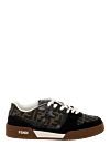 Fendi Black women's snickers made of genuine leather - brand logo, pattern. 100% genuine leather. Closure: lace. Country of origin: Italy. Care: specialized cleaning - photo 1