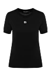 Dolce & Gabbana Women's black cotton T-shirt - brand logo. 100% cotton. Country of manufacture: Italy. Care: specialized cleaning - photo 1