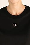 Dolce & Gabbana Women's black cotton T-shirt - brand logo. 100% cotton. Country of manufacture: Italy. Care: specialized cleaning - photo 5