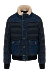 Moorer Men's blue down jacket made of cotton and polyurethane - denim inserts. hood. 95% cotton, 5% polyurethane. buttons, drawstring. two front pockets, two chest pockets. Country of manufacture: Italy. Care: specialized cleaning - photo 1