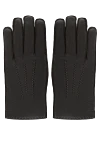 Moorer Men's brown gloves made of genuine leather - three stripes on the back. 100% genuine leather. Country of manufacture: Italy. Care: specialized cleaning - photo 1