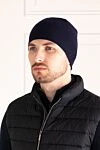 Men's blue cashmere hat Moorer - 100% cashmere. Country of manufacture: Italy. Care: specialized cleaning - photo 2