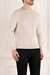 Moorer Men's white cashmere jumper - textured stripes. 100% cashmere. Country of manufacture: Italy. Care: specialized cleaning - photo 3