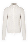 Moorer Men's white cashmere cardigan - textured stripes. 100% cashmere. Country of manufacture: Italy. Care: specialized cleaning - photo 1