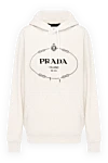 Prada Худи женский бежевый из хлопка - логотип бренда. 100% хлопок. Допролнительно: капюшон. кулиска. два боковых кармана. Страна производитель: Италия. Уход: специализированная чистка - фото 1