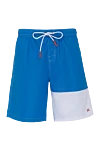 Isaia Men's blue beach shorts with one white leg - trouser legs of different colors. 100% polyester. Closure: drawstring. two side pockets, one back pocket. Country of manufacture: Italy. Care: specialized cleaning - photo 1