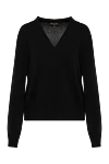 Loro Piana Women's black jumper with V-neck - 55% silk, 45% cotton. Country of manufacture: Italy. Care: specialized cleaning - photo 1