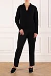 Women's black jumper with V-neck Loro Piana - 55% silk, 45% cotton. Country of manufacture: Italy. Care: specialized cleaning - photo 2