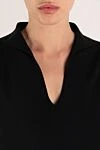 Loro Piana Women's black jumper with V-neck - 55% silk, 45% cotton. Country of manufacture: Italy. Care: specialized cleaning - photo 5