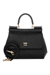 Dolce & Gabbana Women's bag black from calfskin - branded plate with two types of galvanic coating. 100% calfskin. Size: 18.5 × 20 × 10 cm. Internal zip pocket with logo and smartphone pocket. Closure: Front flap with double hidden magnet clasp. Country of origin: Italy. Care: specialized cleaning - photo 5