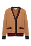 Gucci Men's brown wool cardigan - contrast edging. 100% wool. Closure: buttons. two side pockets. Country of manufacture: Italy. Care: specialized cleaning - photo 1