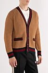 Gucci Men's brown wool cardigan - contrast edging. 100% wool. Closure: buttons. two side pockets. Country of manufacture: Italy. Care: specialized cleaning - photo 3