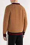 Men's brown wool cardigan Gucci - contrast edging. 100% wool. Closure: buttons. two side pockets. Country of manufacture: Italy. Care: specialized cleaning - photo 4