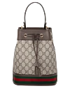 Gucci Әйелдерге арналған тоқыма қоңыр сөмкесі - Декорация: қызыл және жасыл желілік таспа. Құрамы: тоқыма. Өлшемі: W 20,5 x H 26 x D 11 см. Баудың ұзындығы: алынбалы және реттелетін 53 см иық бауы. Тұтқа: биіктігі 12 см былғары тұтқа. Қалталар: ашық қалта және ішіндегі смартфон қалтасы. Жабылуы: жіпті жабу. Шығарылған елі: Италия. Күтім: мамандандырылған тазалау - фото 1