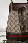 Gucci Әйелдерге арналған тоқыма қоңыр сөмкесі - Декорация: қызыл және жасыл желілік таспа. Құрамы: тоқыма. Өлшемі: W 20,5 x H 26 x D 11 см. Баудың ұзындығы: алынбалы және реттелетін 53 см иық бауы. Тұтқа: биіктігі 12 см былғары тұтқа. Қалталар: ашық қалта және ішіндегі смартфон қалтасы. Жабылуы: жіпті жабу. Шығарылған елі: Италия. Күтім: мамандандырылған тазалау - фото 7