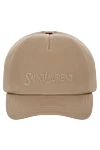 Saint Laurent Men's beige cotton cap - brand logo . 100% cotton. Country of manufacture: Italy. Care: specialized cleaning - photo 1