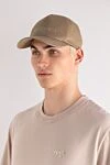 Men's beige cotton cap Saint Laurent - brand logo . 100% cotton. Country of manufacture: Italy. Care: specialized cleaning - photo 2